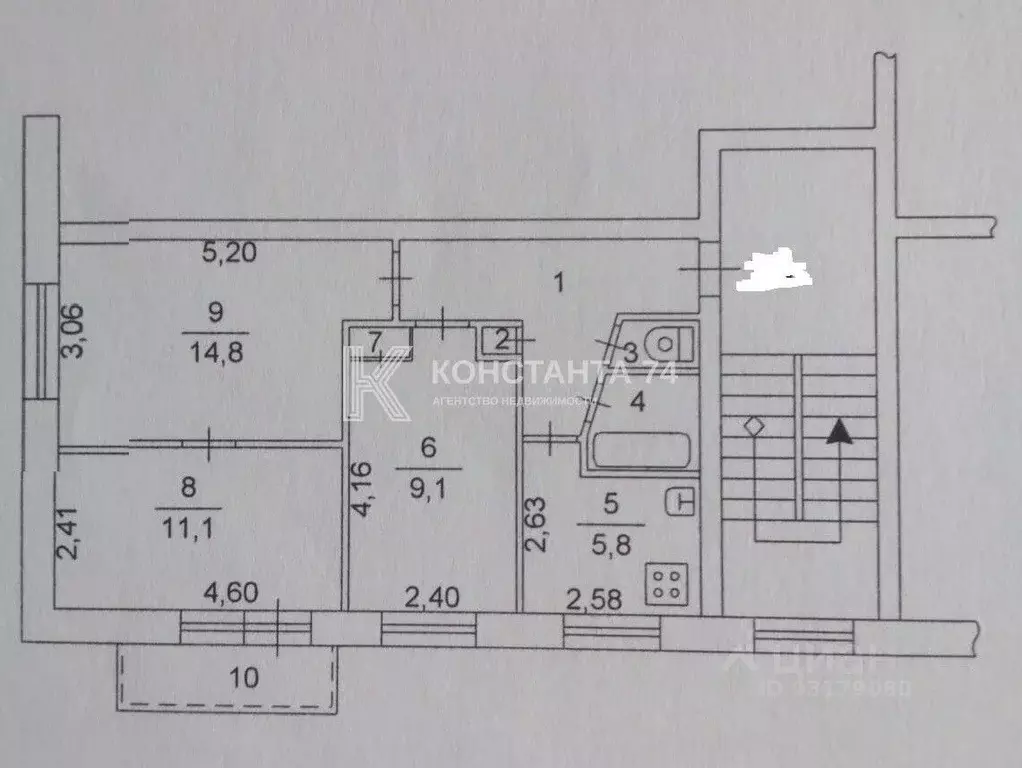 3-к кв. Челябинская область, Челябинск ул. Либединского, 45 (52.0 м) - Фото 2