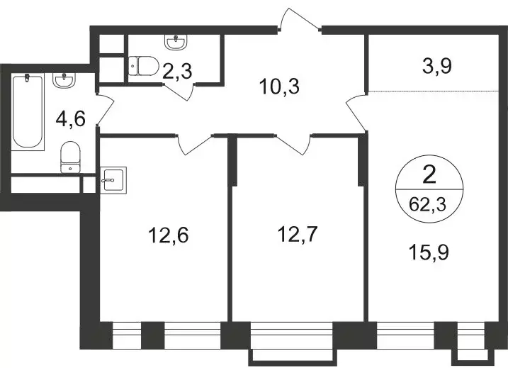 2-комнатная квартира: Московский, улица Лаптева, 9 (62.3 м) - Фото 0