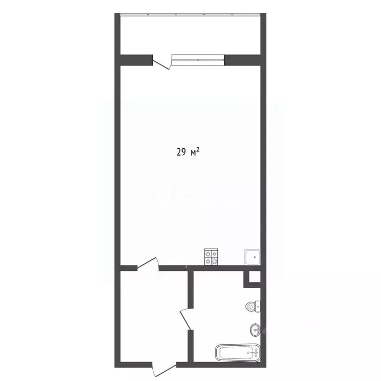 Студия Ханты-Мансийский АО, Сургут Университетская ул., 31 (29.0 м) - Фото 2