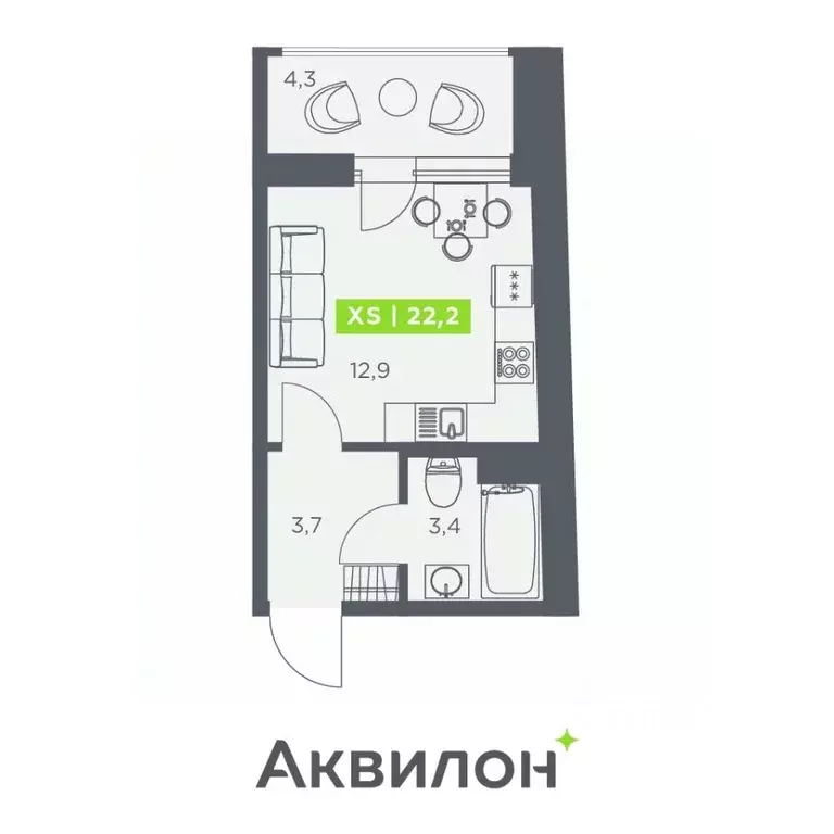 Студия Санкт-Петербург бул. Головнина, 4 (22.2 м) - Фото 0