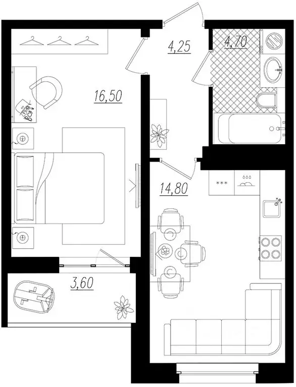 1-к кв. Санкт-Петербург Пулковская ул., 6к5 (43.0 м) - Фото 2