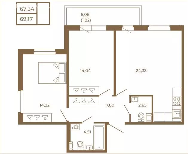 2-комнатная квартира: Сертолово, Златоглавая улица, 2к2 (69.17 м) - Фото 1