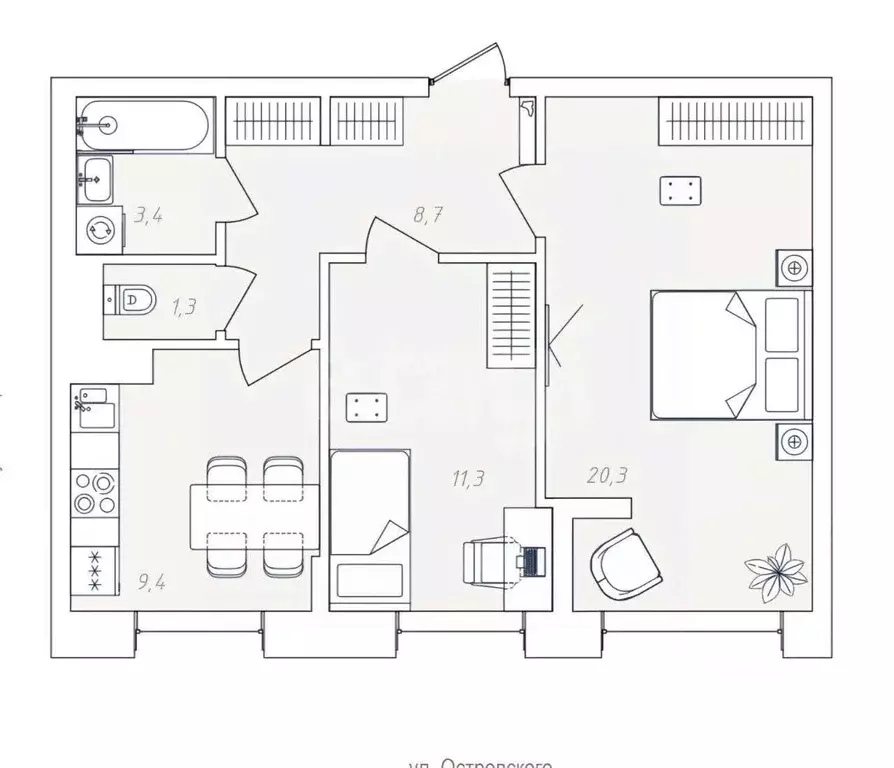 2-к кв. Пермский край, Пермь пос. Новые Ляды, Трактовая ул., 25 (54.4 ... - Фото 1