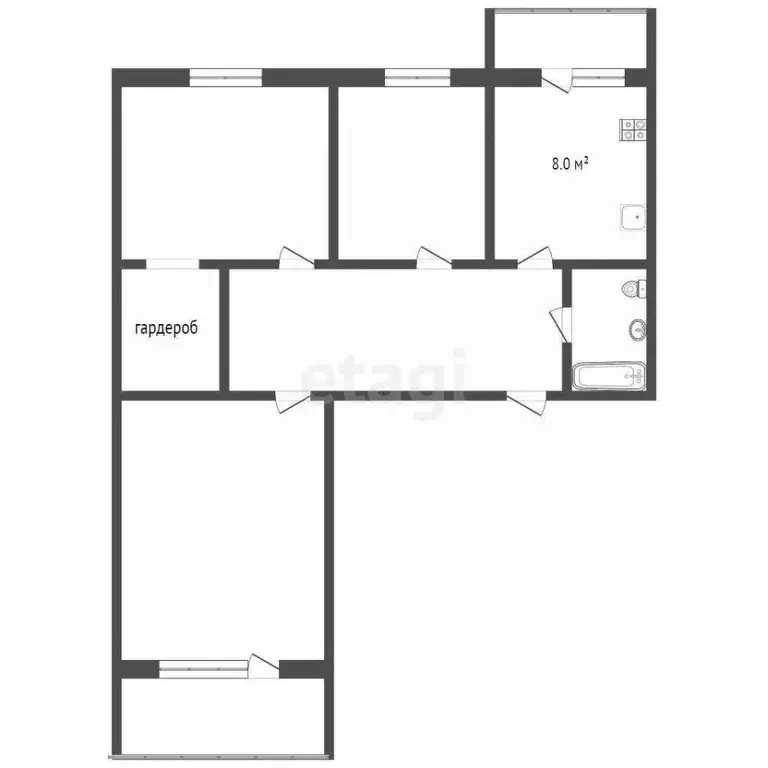 3-к кв. Самарская область, Самара ул. Стара-Загора, 182 (75.0 м) - Фото 2