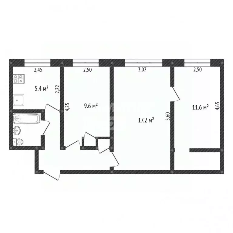 3-к кв. Челябинская область, Челябинск Южная ул., 9 (55.8 м) - Фото 2