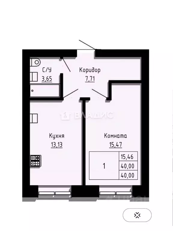 1-к кв. Липецкая область, Липецк Арктическая ул., 10 (40.6 м) - Фото 2