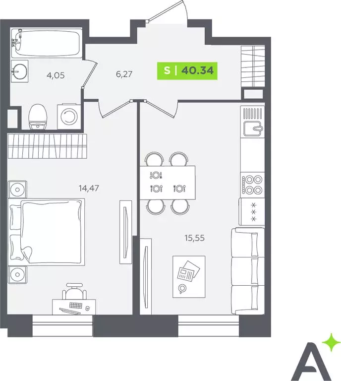 1-комнатная квартира: Кудрово, Солнечная улица, 10к1 (39.5 м) - Фото 1