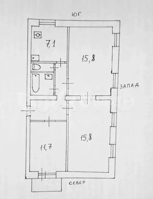 3-к. квартира, 63,4 м, 3/5 эт. - Фото 0