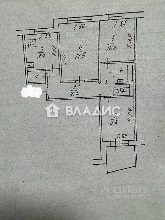 3-к кв. Владимирская область, Владимир ул. Комиссарова, 1А (64.2 м) - Фото 1