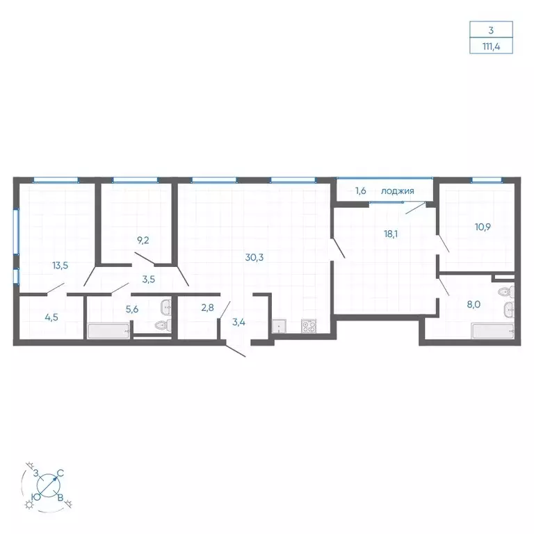 3-комнатная квартира: Екатеринбург, улица Вильгельма де Геннина, 59 ... - Фото 1