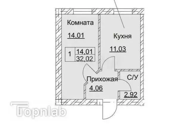 1-комнатная квартира: Нальчик, улица Шогенова, 77 (32.37 м) - Фото 0