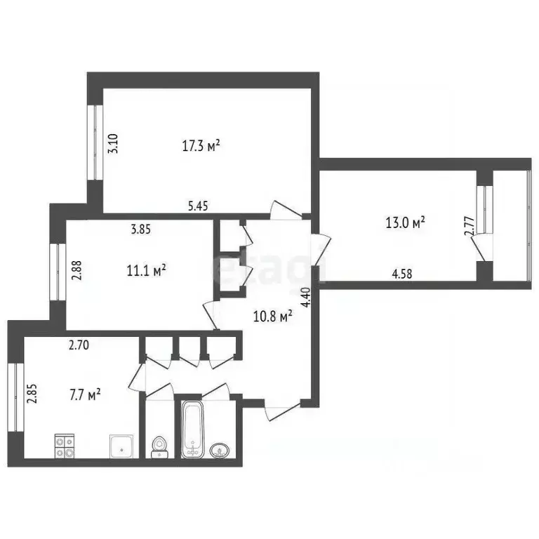 3-к кв. Ямало-Ненецкий АО, Новый Уренгой Дружба мкр, 1/5 (66.7 м) - Фото 0