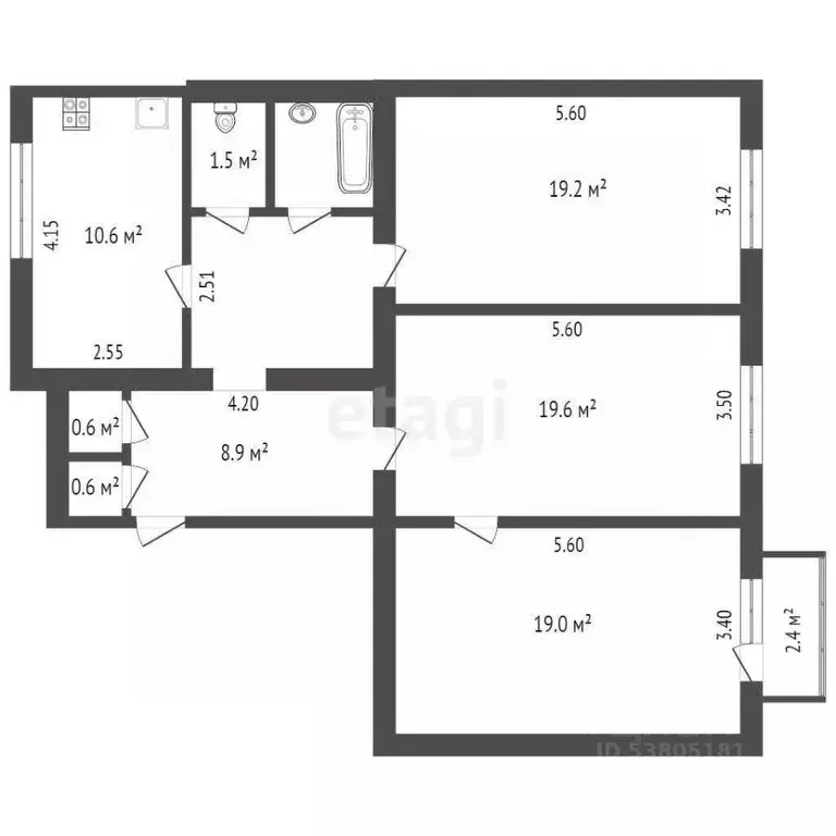 3-к кв. Ростовская область, Ростов-на-Дону просп. Михаила Нагибина, 27 ... - Фото 2