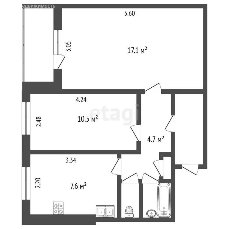 2-комнатная квартира: Пермь, улица Пушкина, 27 (43.5 м) - Фото 0