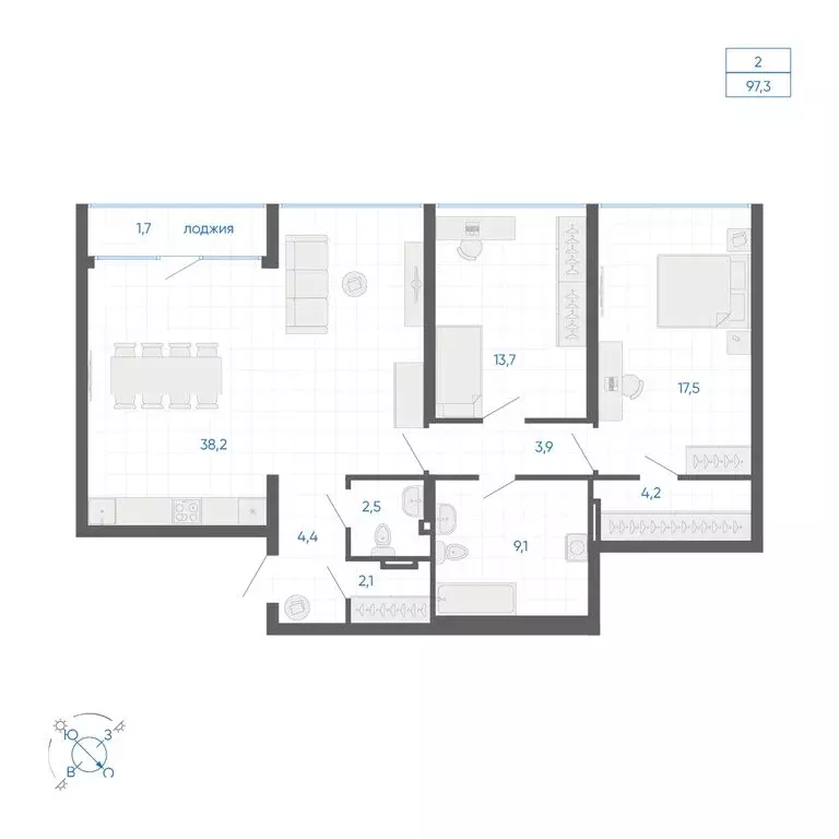 2-комнатная квартира: Екатеринбург, улица Вильгельма де Геннина, 59 ... - Фото 2