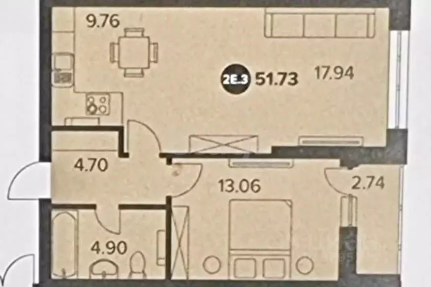 1-к кв. Татарстан, Казань ул. Аметьевская магистраль, 18к3 (49.3 м) - Фото 2