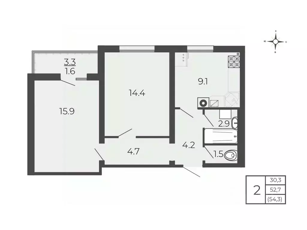 2-к кв. Московская область, Волоколамск проезд 2-й Шаховской, 19 (54.3 ... - Фото 1