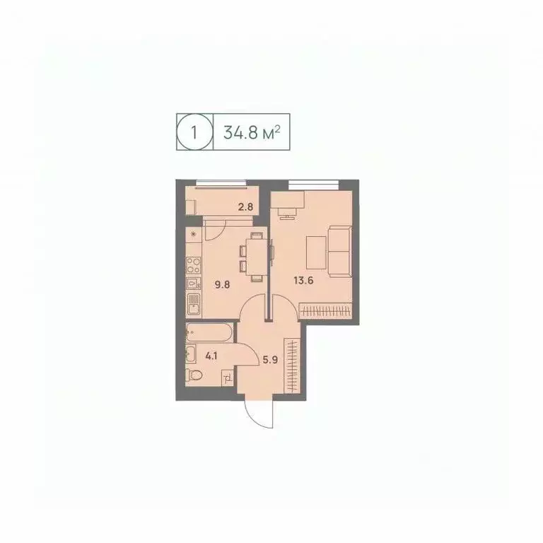 1-к кв. Пермский край, Пермь Трамвайная ул., 27 (34.8 м) - Фото 1