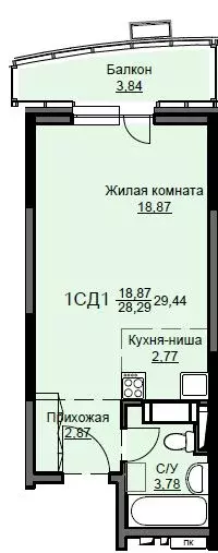 Студия Московская область, Щелково Соболевка мкр, Соболевка жилой ... - Фото 0