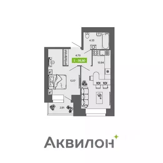 1-к кв. Архангельская область, Северодвинск Аквилон Листва жилой ... - Фото 0