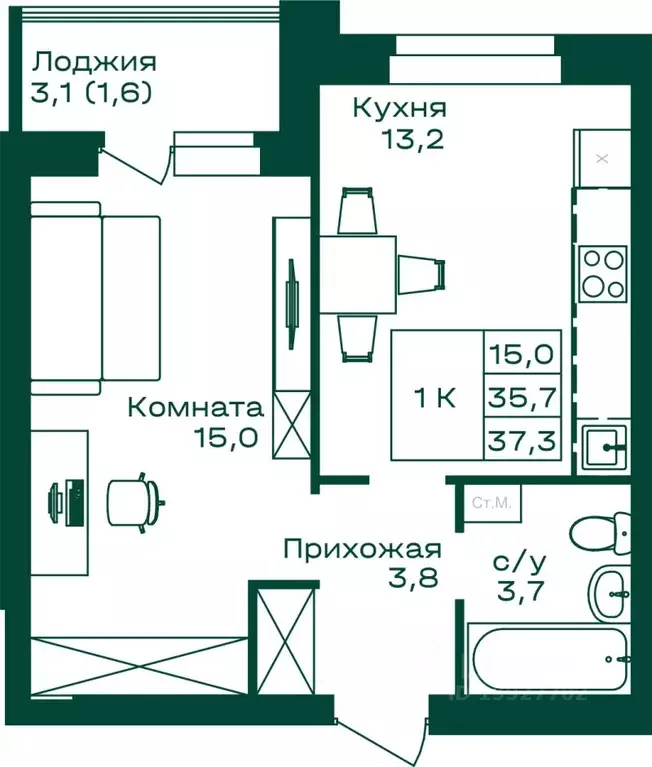 1-к кв. Алтай, Майминский район, с. Майма  (37.3 м) - Фото 0