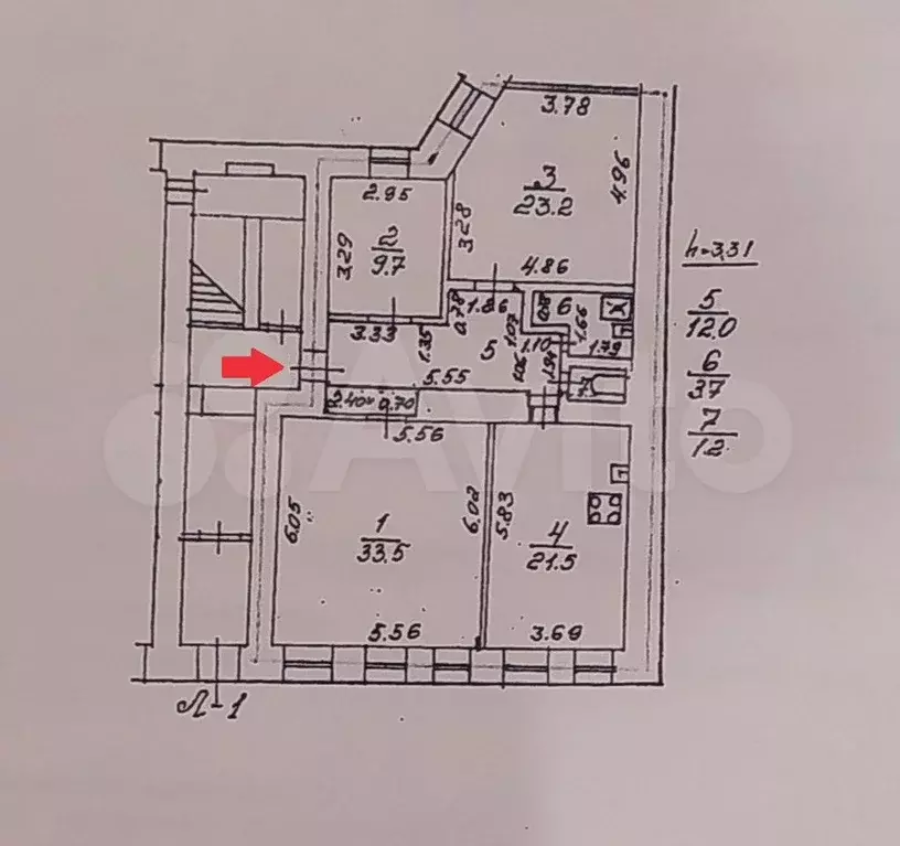 3-к. квартира, 104,8 м, 1/5 эт. - Фото 0