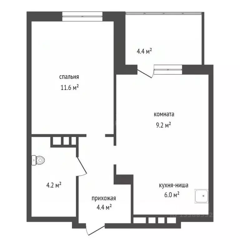 2-к кв. Красноярский край, Красноярск ул. Лесников, 55 (35.4 м) - Фото 1