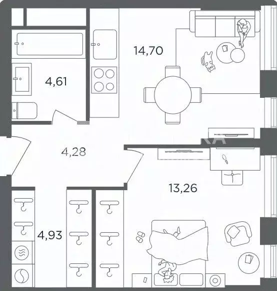 1-к кв. Москва Шмитовский проезд, 39к6 (41.9 м) - Фото 2