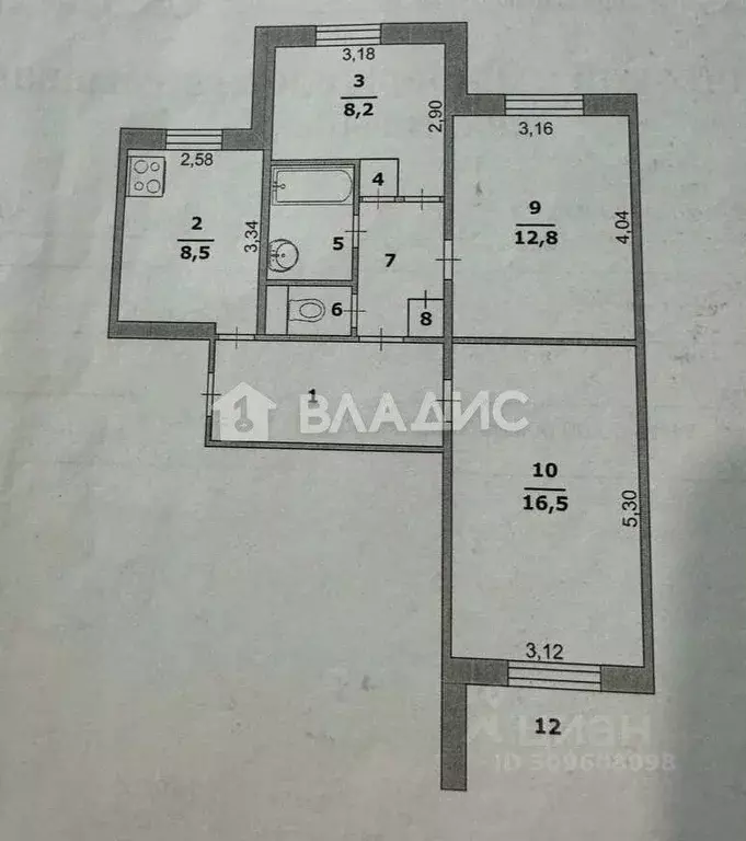 3-к кв. Белгородская область, Белгород ул. Костюкова, 45 (60.8 м) - Фото 1