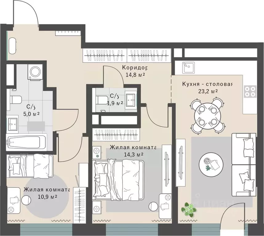 2-к кв. Свердловская область, Екатеринбург Эльмаш жилрайон, Изумрудный ... - Фото 1