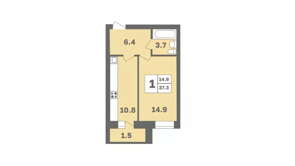 1-к кв. Башкортостан, Уфа Дагестанская ул., лит11 (37.3 м) - Фото 1