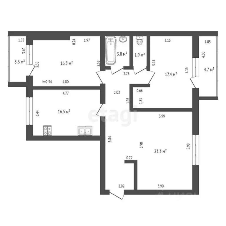 3-к кв. Башкортостан, Стерлитамак 23 Мая ул., 24 (98.0 м) - Фото 2