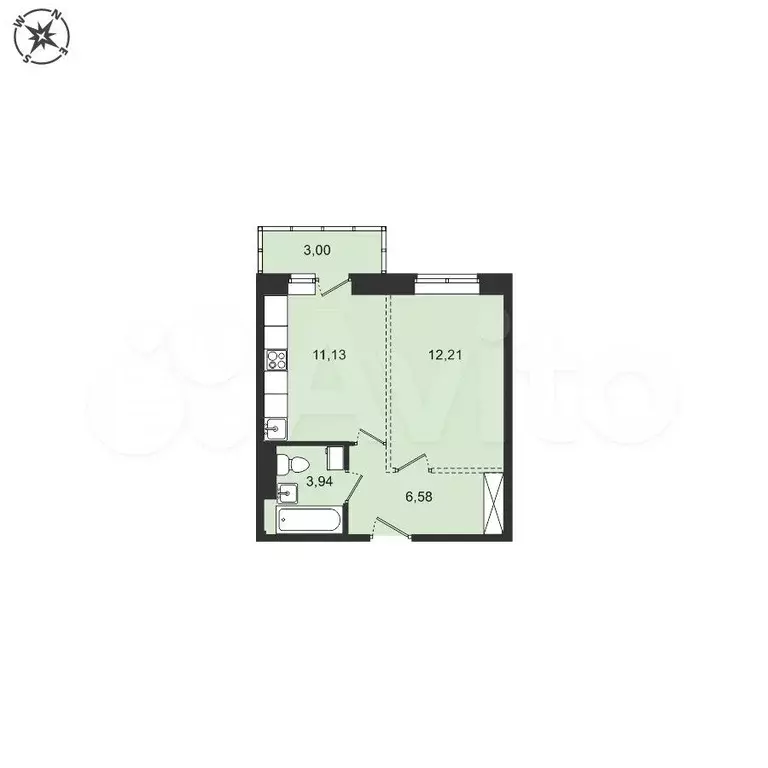 1-к. квартира, 36,9 м, 4/5 эт. - Фото 0