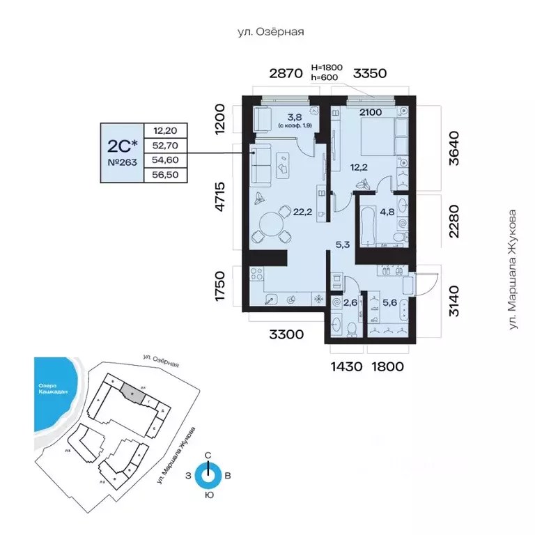 2-к кв. Башкортостан, Уфа Сипайлово жилрайон, Атлантис жилой комплекс ... - Фото 1