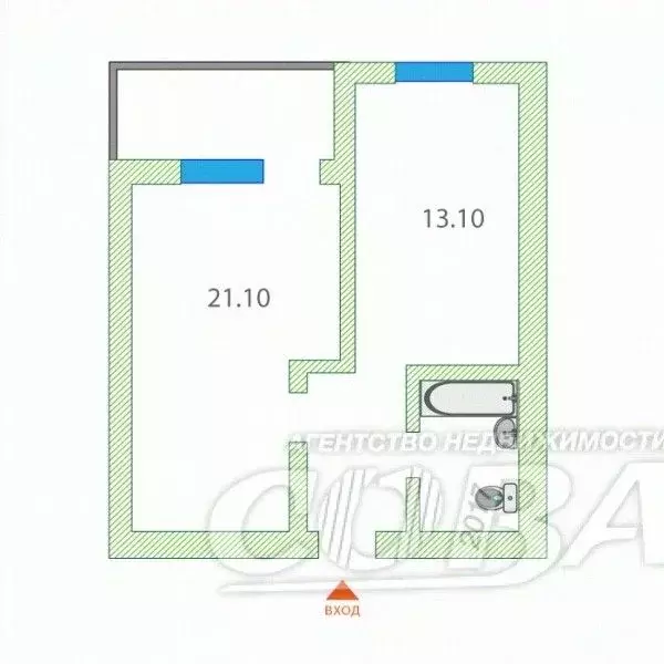 1-к кв. Тюменская область, Тюмень ул. Линейная, 17 (43.5 м) - Фото 2