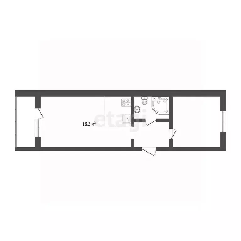 1-к кв. Тюменская область, Тюмень Ямская ул., 57 (34.0 м) - Фото 2
