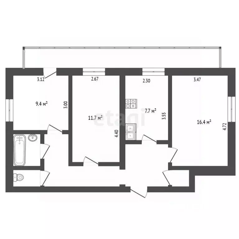 3-к кв. Белгородская область, Белгород 10-й мкр, ул. Спортивная, 8 ... - Фото 1