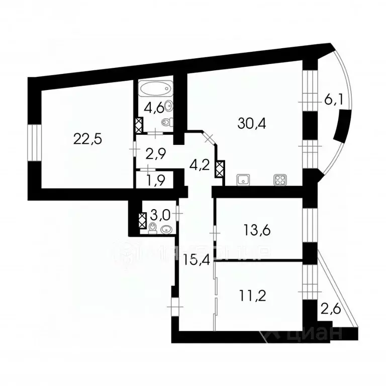 3-к кв. Санкт-Петербург ул. Савушкина, 140 (110.0 м) - Фото 2