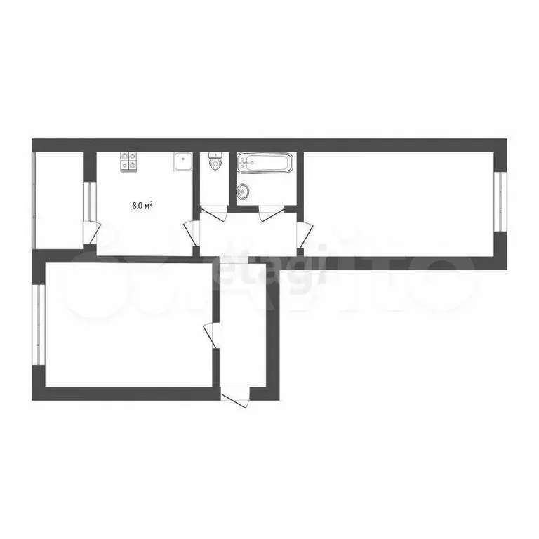 2-к. квартира, 48,5 м, 4/5 эт. - Фото 0