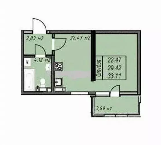 Студия Краснодарский край, Анапа ш. Супсехское, 47к2 (33.1 м) - Фото 0