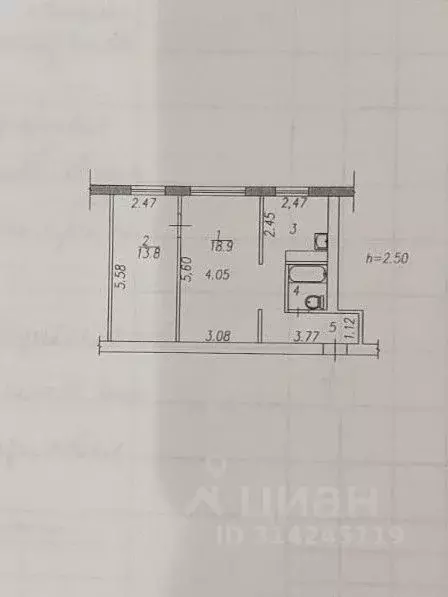 2-к кв. Кемеровская область, Новокузнецк ул. Циолковского, 32 (45.4 м) - Фото 0