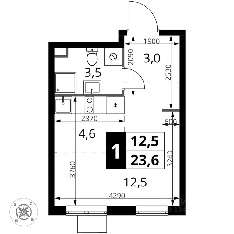 Студия Московская область, Химки Подрезково мкр, 1-й Шереметьевский ... - Фото 1