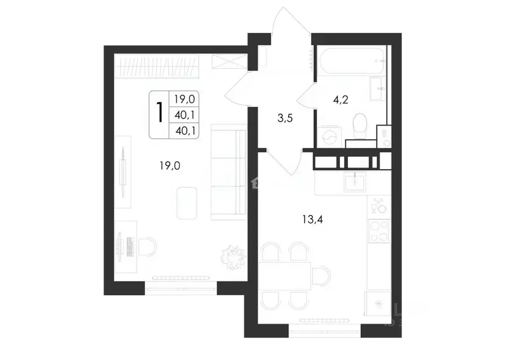 1-к кв. Воронежская область, Воронеж ул. Загоровского, 5/3 (40.0 м) - Фото 0