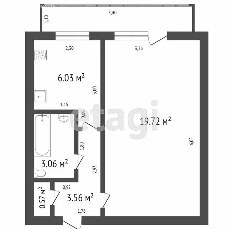 1-комнатная квартира: Ульяновск, улица Рябикова, 124с2 (35.6 м) - Фото 0