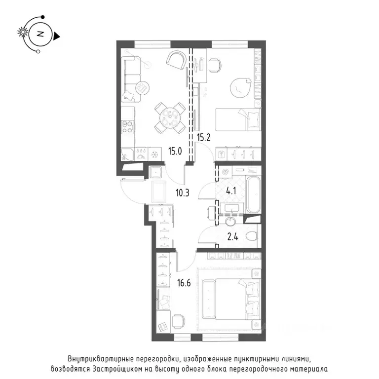 2-к кв. Санкт-Петербург Лисичанская ул., 15 (63.7 м) - Фото 0