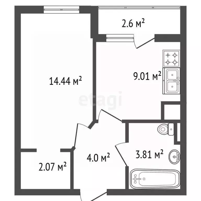 1-к кв. Санкт-Петербург ул. Русановская, 18к6 (32.5 м) - Фото 2