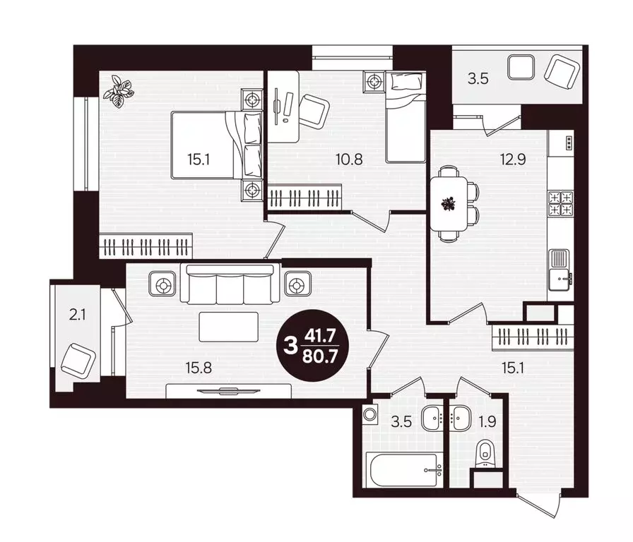 3-комнатная квартира: Новочебоксарск, улица 10-й Пятилетки, 5 (80.7 м) - Фото 2