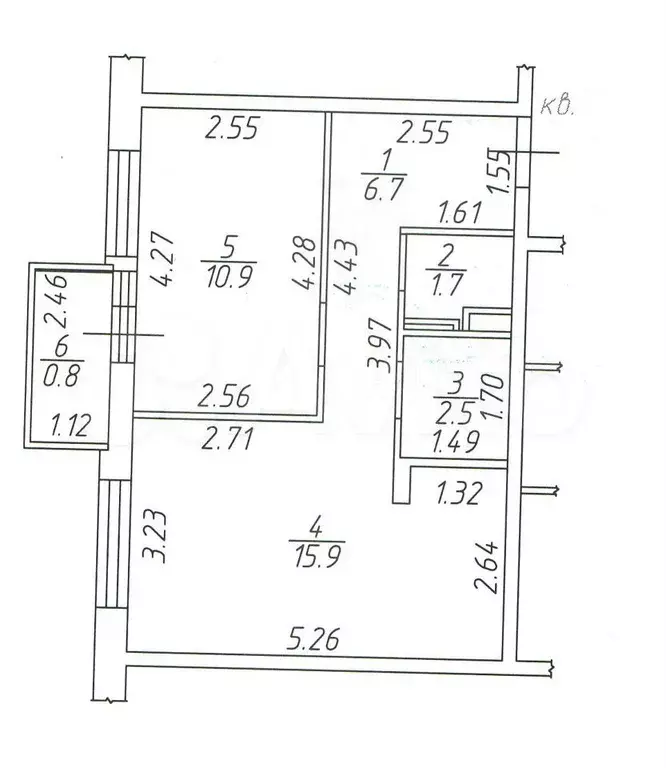 2-к. квартира, 38,5 м, 4/9 эт. - Фото 0