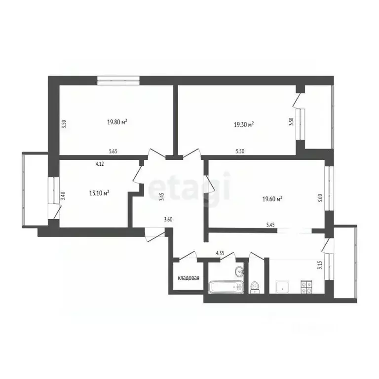 3-к кв. Тюменская область, Тюмень Заводская ул., 1 (110.0 м) - Фото 2