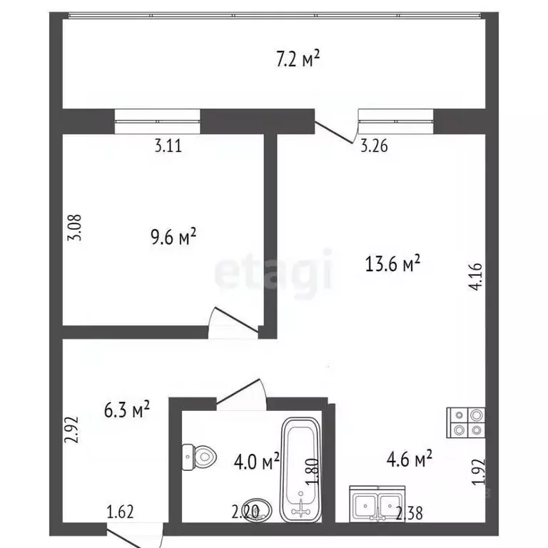 2-к кв. Коми, Сыктывкар Петрозаводская ул., 45 (38.1 м) - Фото 1